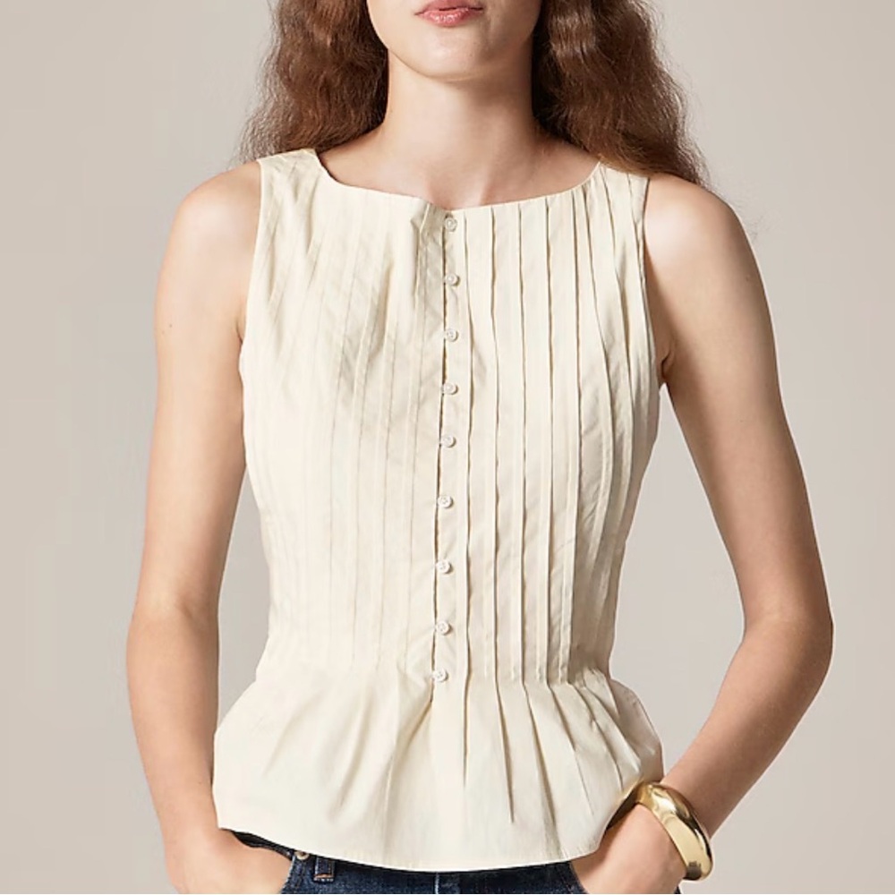 Pintuck top in premium-weight cotton poplin